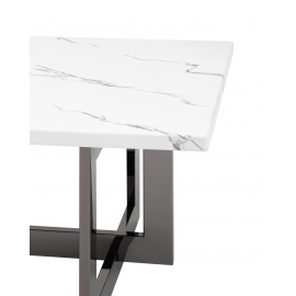 Журнальный столик Нэйтан 122*61 белый мрамор сталь темный хром