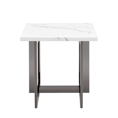 Журнальный столик Нэйтан 61*61 белый мрамор сталь темный хром