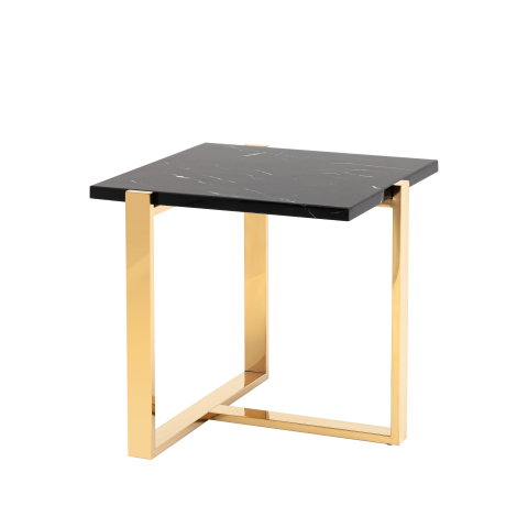 Журнальный столик Тоби 61*61 черный мрамор сталь золото
