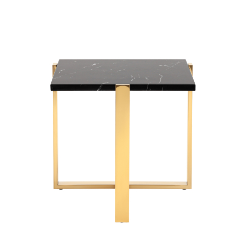 Журнальный столик Тоби 61*61 черный мрамор сталь золото